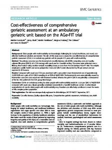 Cost-effectiveness of comprehensive geriatric ... - BMC Geriatrics