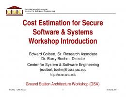 Cost Estimation for Secure Software & Systems - Center for Systems ...