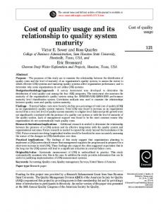 Cost of quality usage and its relationship to quality system ... - CiteSeerX