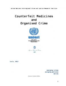 Counterfeit Medicines and Organised Crime - UNICRI