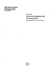 Counterinsurgency and Its Discontents - Stiftung Wissenschaft und ...