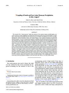 Coupling of South and East Asian Monsoon ... - AMS Journals