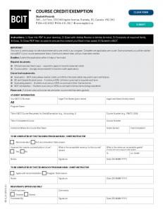 Course Credit/Exemption Application form