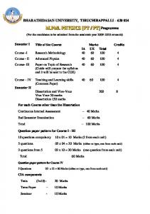 COURSE I : RESEARCH METHODLOGY