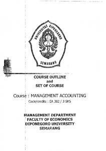 Course ; MANAGEMENT ACCOUNTING