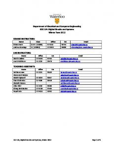 course outline - PAMI - University of Waterloo