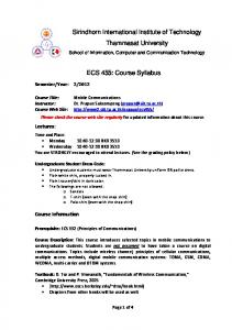 Course Syllabus - Sirindhorn International Institute of Technology