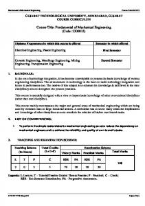 Course Title: Fundamental of Mechanical Engineering (Code ...