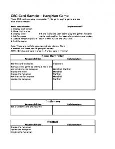 CRC Card Sample - HangMan Game