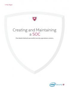 Creating and Maintaining a SOC - McAfee