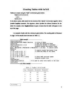 Creating Tables with LaTeX