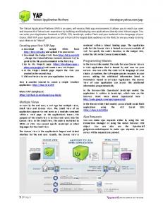 Creating your first YAP App Multiple Views Programming Models ...