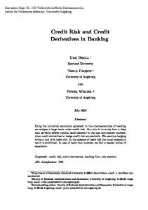 Credit Risk and Credit Derivatives in Banking