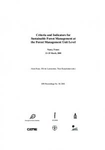 Criteria and Indicators for Sustainable Forest Management at the ...