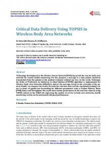 Critical Data Delivery Using TOPSIS in Wireless Body Area Networks