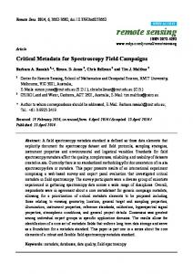 Critical Metadata for Spectroscopy Field Campaigns - MDPI