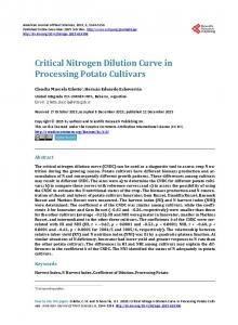 Critical Nitrogen Dilution Curve in Processing Potato Cultivars