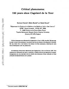 Critical phenomena: 150 years since Cagniard de la Tour