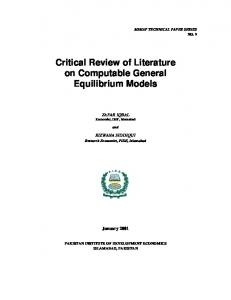 Critical Review of Literature on - Pakistan Institute of Development ...