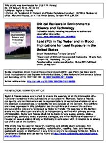 Critical Reviews in Environmental Science and Technology Lead (Pb ...