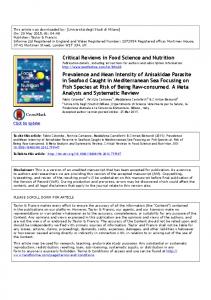 Critical Reviews in Food Science and Nutrition Prevalence ... - UniMI