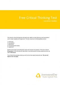 Critical Thinking Test Questions PDF