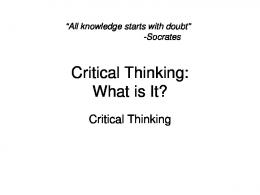 Critical Thinking