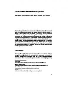 Cross-domain Recommender Systems - Semantic Scholar