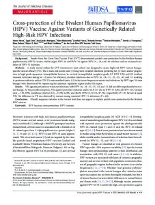 Cross-protection of the Bivalent Human Papillomavirus (HPV) Vaccine ...