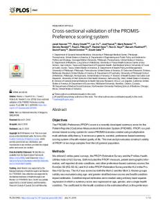 Cross-sectional validation of the PROMIS-Preference scoring ... - PLOS