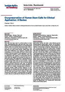 Cryopreservation of Human Stem Cells for Clinical ...