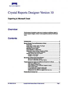 Crystal Reports Designer Version 10