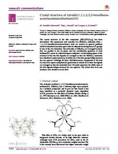 Crystal structure of tetrakis (1, 1, 1, 5, 5, 5-hexafluoroacetylacetonato