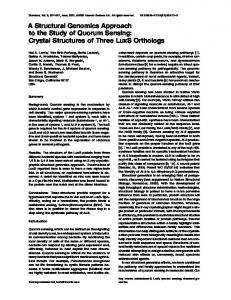 Crystal Structures of Three LuxS Orthologs - CiteSeerX