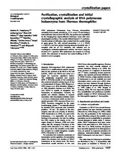 crystallization papers Purification, crystallization and initial ... - CiteSeerX