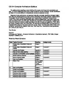 CS 514 Computer Architecture Syllabus