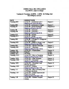 CS2024 FALL 2011 SYLLABUS