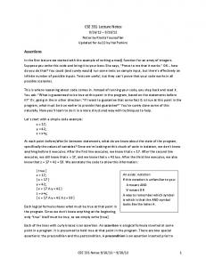 CSE 331 Lecture Notes Assertions