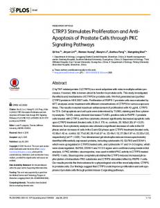 CTRP3 Stimulates Proliferation and Anti-Apoptosis of Prostate ... - Plos