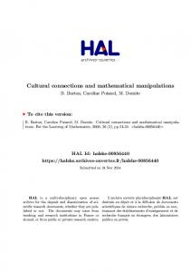 Cultural connections and mathematical manipulations