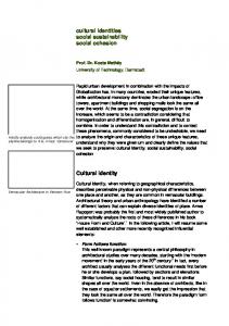 cultural identities social sustainability social cohesion ...