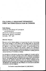 Culturally Relevant Pedagogy: First Nations Education in Canada.