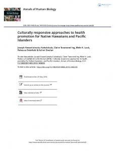 Culturally responsive approaches to health promotion