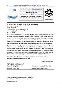 Culture in foreign language teaching