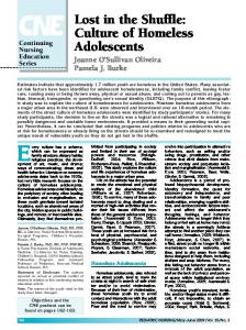 Culture of Homeless Adolescents - Pediatric Nursing Journal