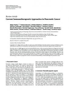 Current Immunotherapeutic Approaches in Pancreatic Cancer