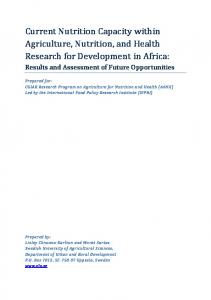 Current Nutrition Capacity within Agriculture, Nutrition