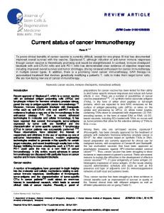 Current status of cancer immunotherapy - Journal of Stem cells and ...