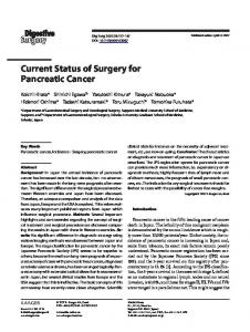 Current Status of Surgery for Pancreatic Cancer