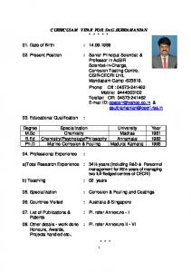 CURRICULAM VITAE FOR Dr.G.SUBRAMANIAN ...